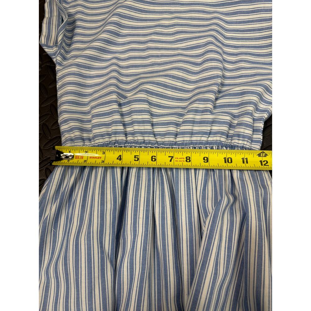 Vintage Lanz Originals Prairie Dress Set Blue Stripe Cottagecore XS 3/4 - Picture 9 of 11